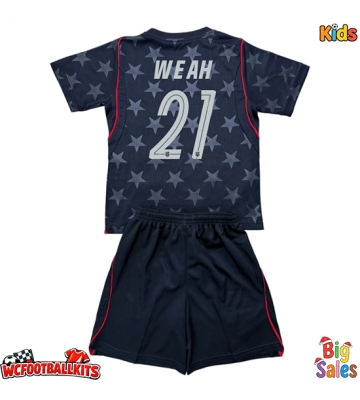 United States Timothy Weah #21 Replica Away Stadium Kit for Kids World Cup 2026 Short Sleeve (+ pants)